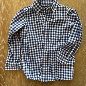 Lands' End Blue and White Gingham Plaid/checkered dress shirt size 4, EUC